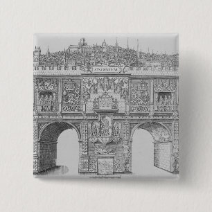 Bóton Quadrado 5.08cm Um arco triunfal, gravado por William Kip, 1604