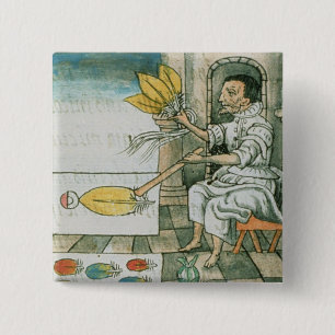 Bóton Quadrado 5.08cm Um artesão asteca da pena