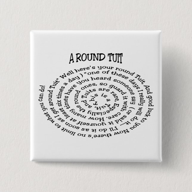 Bóton Quadrado 5.08cm Um botão redondo (Frente)