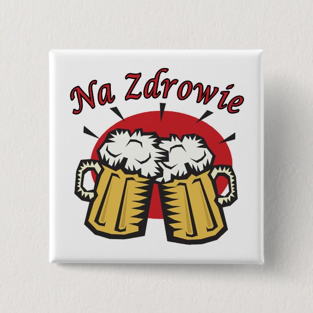 Bóton Quadrado 5.08cm Um Brinde Zdrowie Com Perucas De Cerveja (Frente)