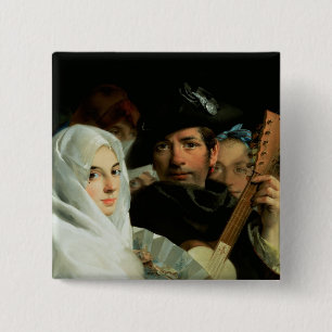 Bóton Quadrado 5.08cm Um casal elegante de Madrid, c.1770