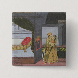 Bóton Quadrado 5.08cm Um casal, ilustração 'do Malavi Ragini