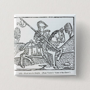 Bóton Quadrado 5.08cm Um cavaleiro, do jogo de Caxton 'das xadrezes