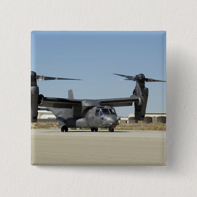Bóton Quadrado 5.08cm Um CV-22 Osprey prepara-se para a descolagem (Frente)