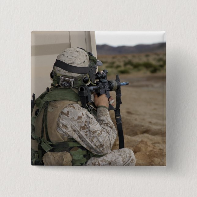 Bóton Quadrado 5.08cm Um escoteiro de infantaria (Frente)