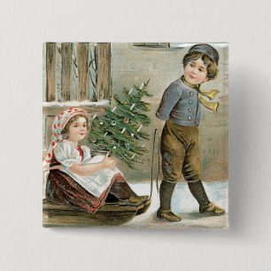 Bóton Quadrado 5.08cm Um Feliz Natal para Você!