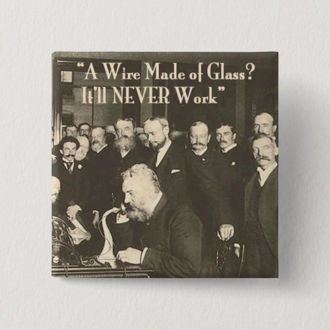 Bóton Quadrado 5.08cm Um fio feito de vidro técnico humorístico (Frente)