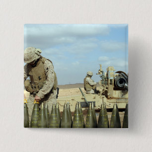 Bóton Quadrado 5.08cm Um fuzileiro naval dos E.U. prepara círculos do