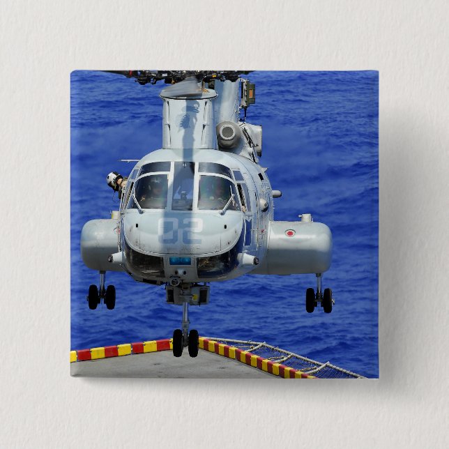 Bóton Quadrado 5.08cm Um helicóptero CH-46E Sea Knight (Frente)