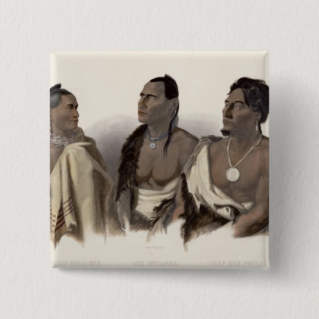 Bóton Quadrado 5.08cm Um indiano de Missouri, um indiano de Oto e o (Frente)