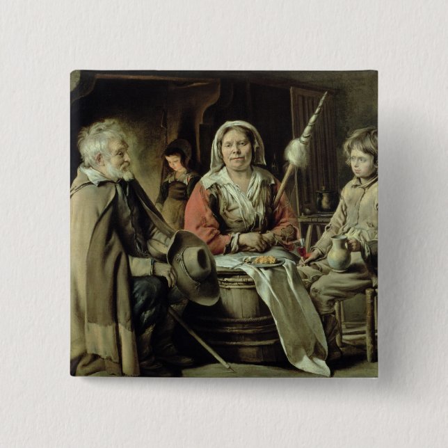 Bóton Quadrado 5.08cm Um interior francês, c.1645 (Frente)