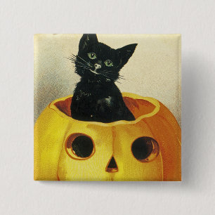 Bóton Quadrado 5.08cm Um Kitten Haloween Feliz