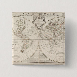Bóton Quadrado 5.08cm Um mapa do mundo