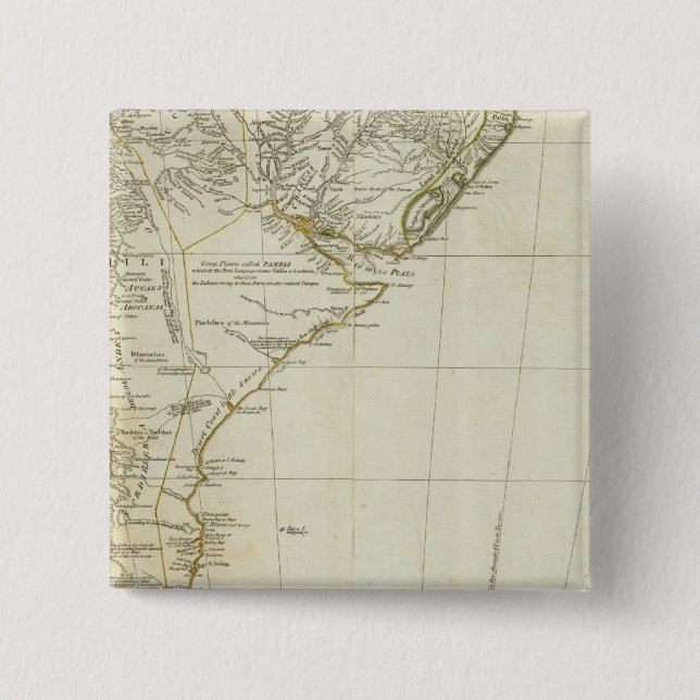 Bóton Quadrado 5.08cm Um mapa do sul da América do Sul (Frente)