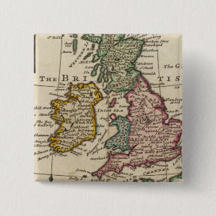 Bóton Quadrado 5.08cm Um mapa geral da Grã-Bretanha e da Irlanda Excele