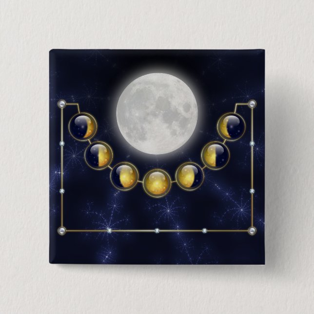 Bóton Quadrado 5.08cm Um mês na vida do botão da lua (Frente)
