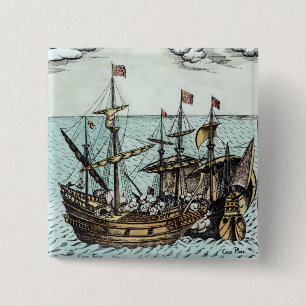 Bóton Quadrado 5.08cm Um navio de tesouro espanhol