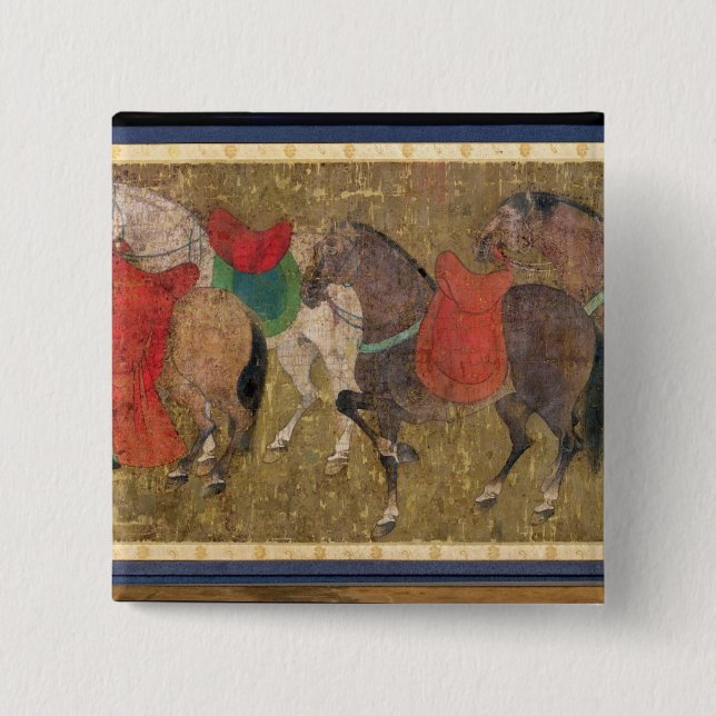 Bóton Quadrado 5.08cm Um noivo com cavalos (Frente)