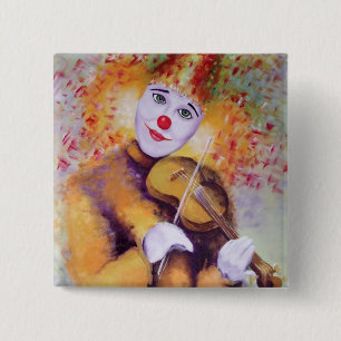 Bóton Quadrado 5.08cm Um palhaço doce tocando violino