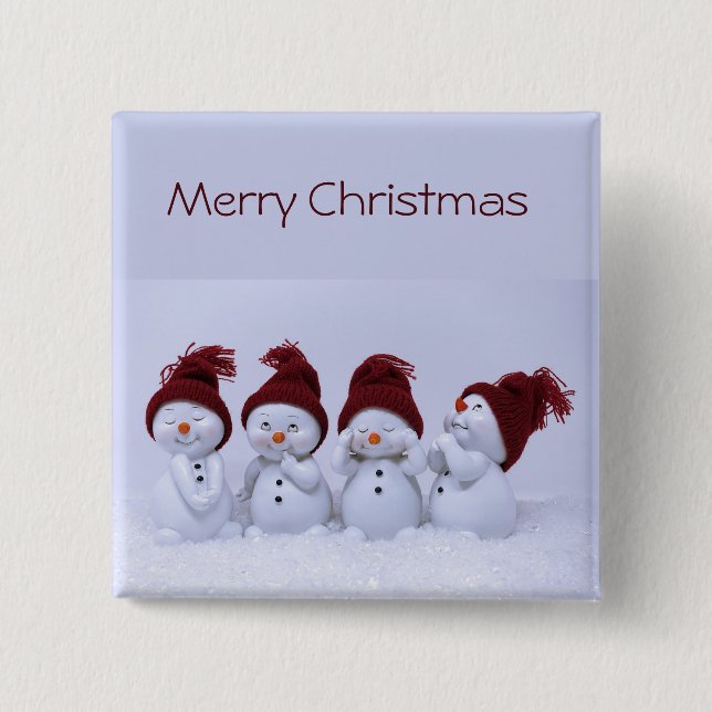Bóton Quadrado 5.08cm Um quarteto de homens de neve (Frente)