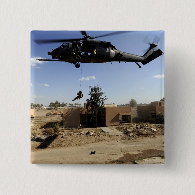 Bóton Quadrado 5.08cm Um rappels de um HH-60 2 (Frente)
