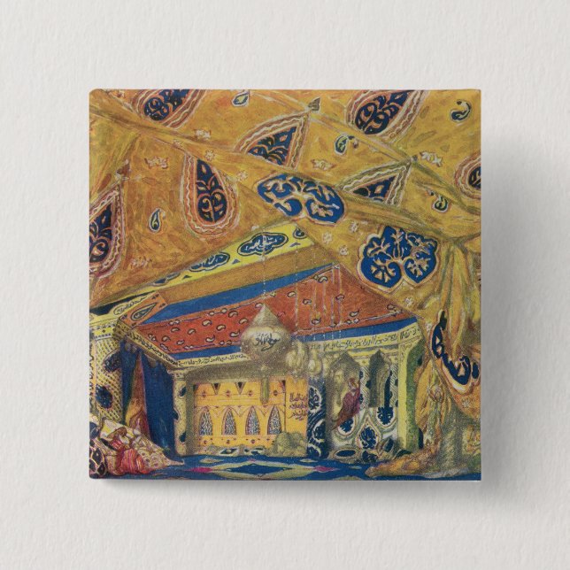 Bóton Quadrado 5.08cm Um salão de beleza de Scheherazade (Frente)