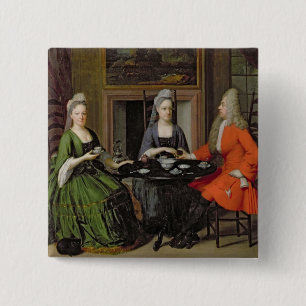 Bóton Quadrado 5.08cm Um tea party (óleo em canvas)