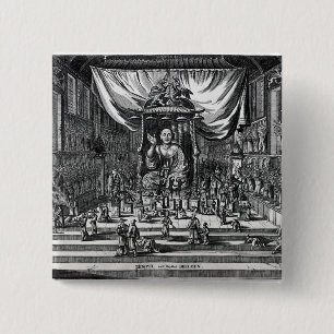 Bóton Quadrado 5.08cm Um templo budista, uma ilustração