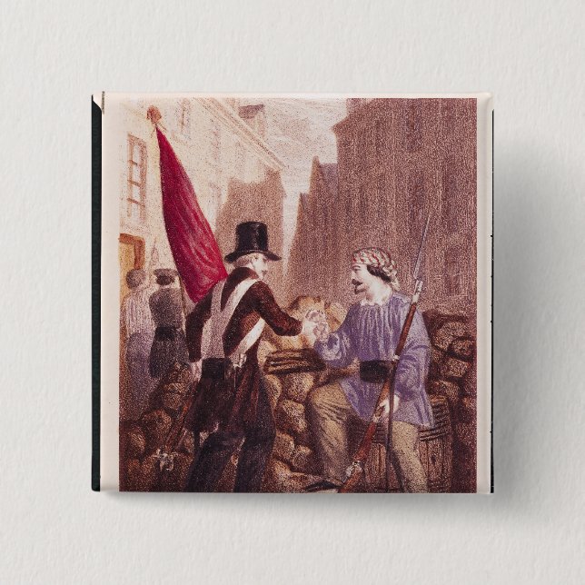 Bóton Quadrado 5.08cm Um trabalhador que compartilha de seu pão com um (Frente)