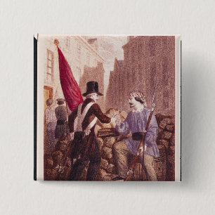 Bóton Quadrado 5.08cm Um trabalhador que compartilha de seu pão com um