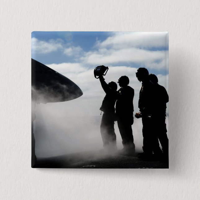 Bóton Quadrado 5.08cm Um tripulante de cabina (Frente)