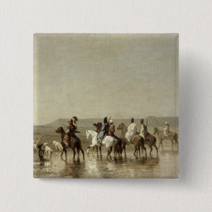 Bóton Quadrado 5.08cm Uma caça do falcão, 1862