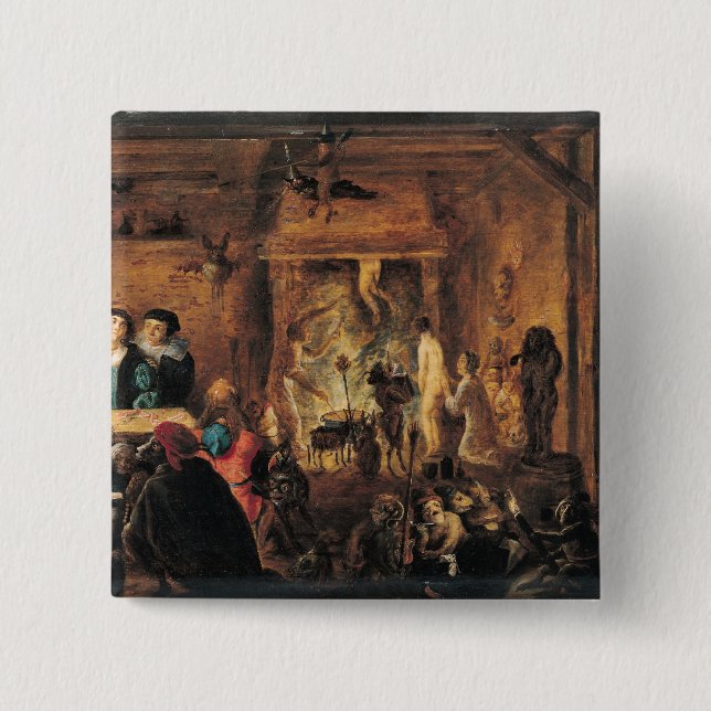 Bóton Quadrado 5.08cm Uma cena da bruxaria, 1633 (Frente)