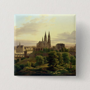 Bóton Quadrado 5.08cm Uma cidade medieval em 1830, 1830