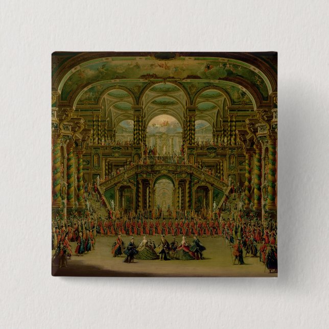 Bóton Quadrado 5.08cm Uma dança em um palácio Rococo barroco (Frente)