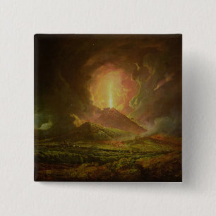 Bóton Quadrado 5.08cm Uma erupção do Vesúvio, vista de Portici