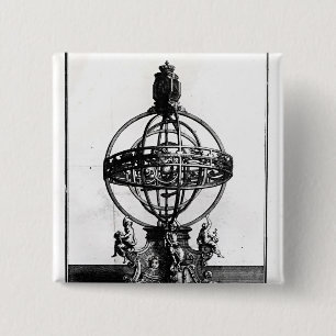 Bóton Quadrado 5.08cm Uma esfera Armillary do sistema Copernican