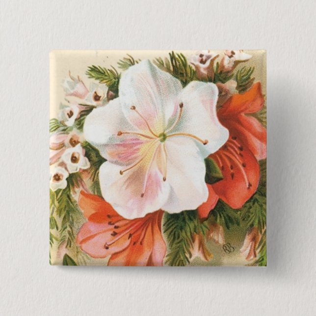 Bóton Quadrado 5.08cm Uma Feliz Flor de Natal (Frente)