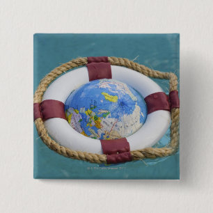 Bóton Quadrado 5.08cm Uma flutuação do globo do conservante e do mundo