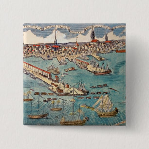 Bóton Quadrado 5.08cm Uma ideia da parte da cidade de Boston