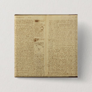 Bóton Quadrado 5.08cm Uma página do códice Leicester, 1508-12