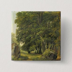 Bóton Quadrado 5.08cm Uma paisagem arborizada (óleo no papel no painel)