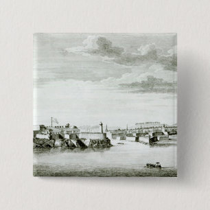 Bóton Quadrado 5.08cm Uma perspectiva do castelo de Moro e da cidade de