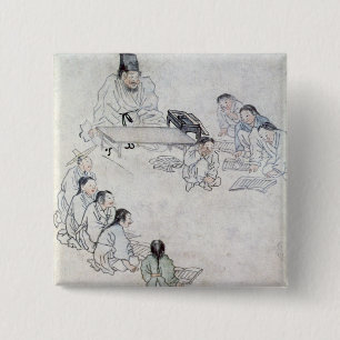 Bóton Quadrado 5.08cm Uma sala de aula confucionista (Sodang) (impressã