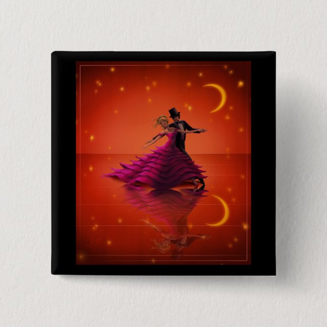 Bóton Quadrado 5.08cm Uma valsa vermelha (Frente)