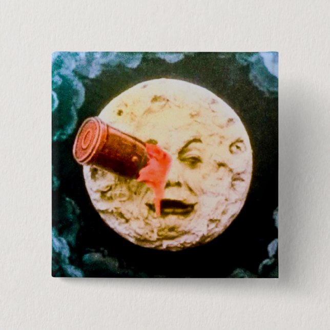 Bóton Quadrado 5.08cm Uma viagem à lua (Frente)