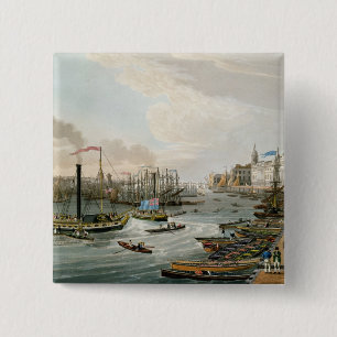 Bóton Quadrado 5.08cm Uma vista da ponte de Londres e da casa feita sob