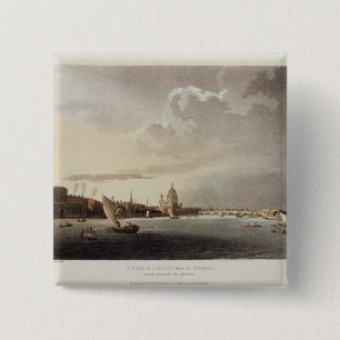 Bóton Quadrado 5.08cm Uma vista de Londres da Tamisa, 1809