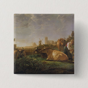 Bóton Quadrado 5.08cm Uma vista distante de Dordrecht