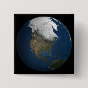 Bóton Quadrado 5.08cm Uma vista global sobre America do Norte